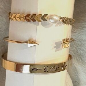 Gold Stack of 3 Bracelets